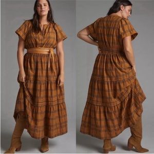 Brown and Navy Plaid Somerset Maxi Dress